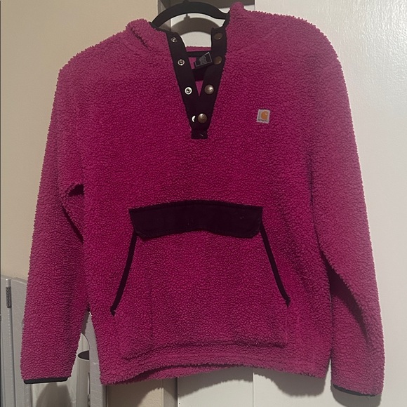 Carhartt Girl’s Pink Fleece Sweater/Hoodie Size 14 - Picture 1 of 2
